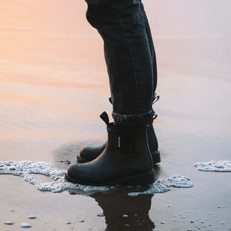 Black ankle rain boots shop
