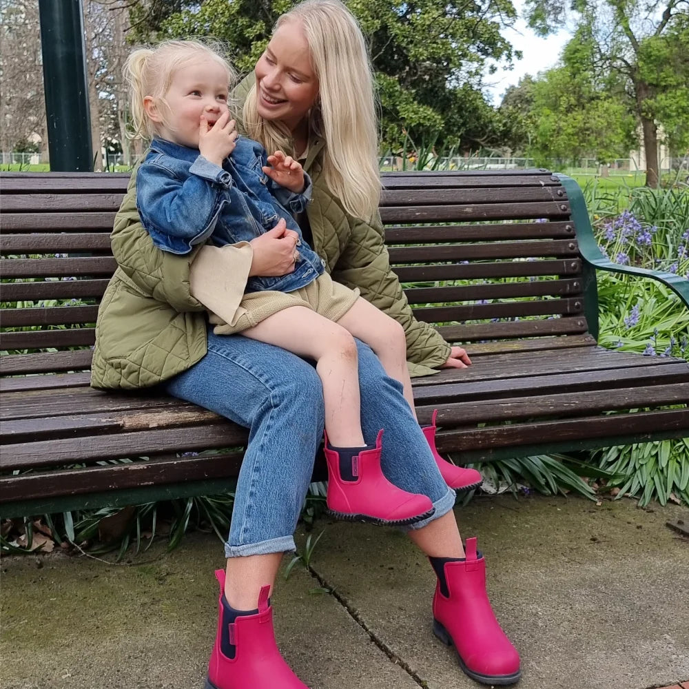 Bobbi Kids Gumboot // Magenta & Navy