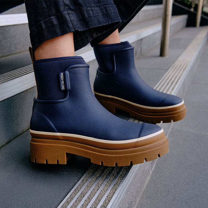 Merry People X Karen Walker Tully Boot // French Navy & Tan [Retired]