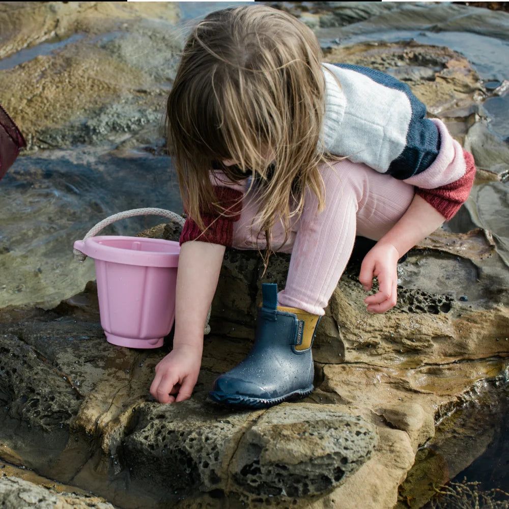 Bobbi Kids Gumboot // Oxford Blue & Tan